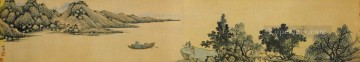 中国の伝統芸術 Painting - 沈州 京江で別れる 繁体字中国語